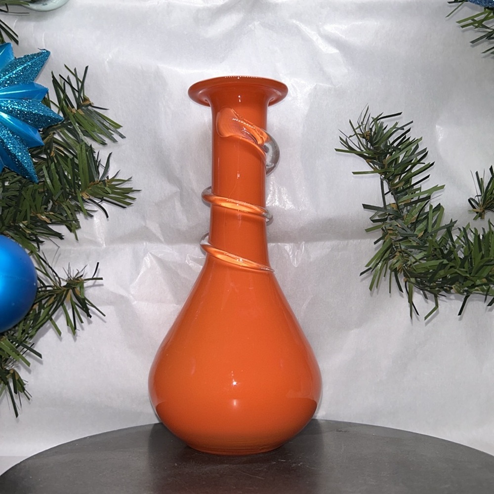 Vintage Czech Glass Vase - orange